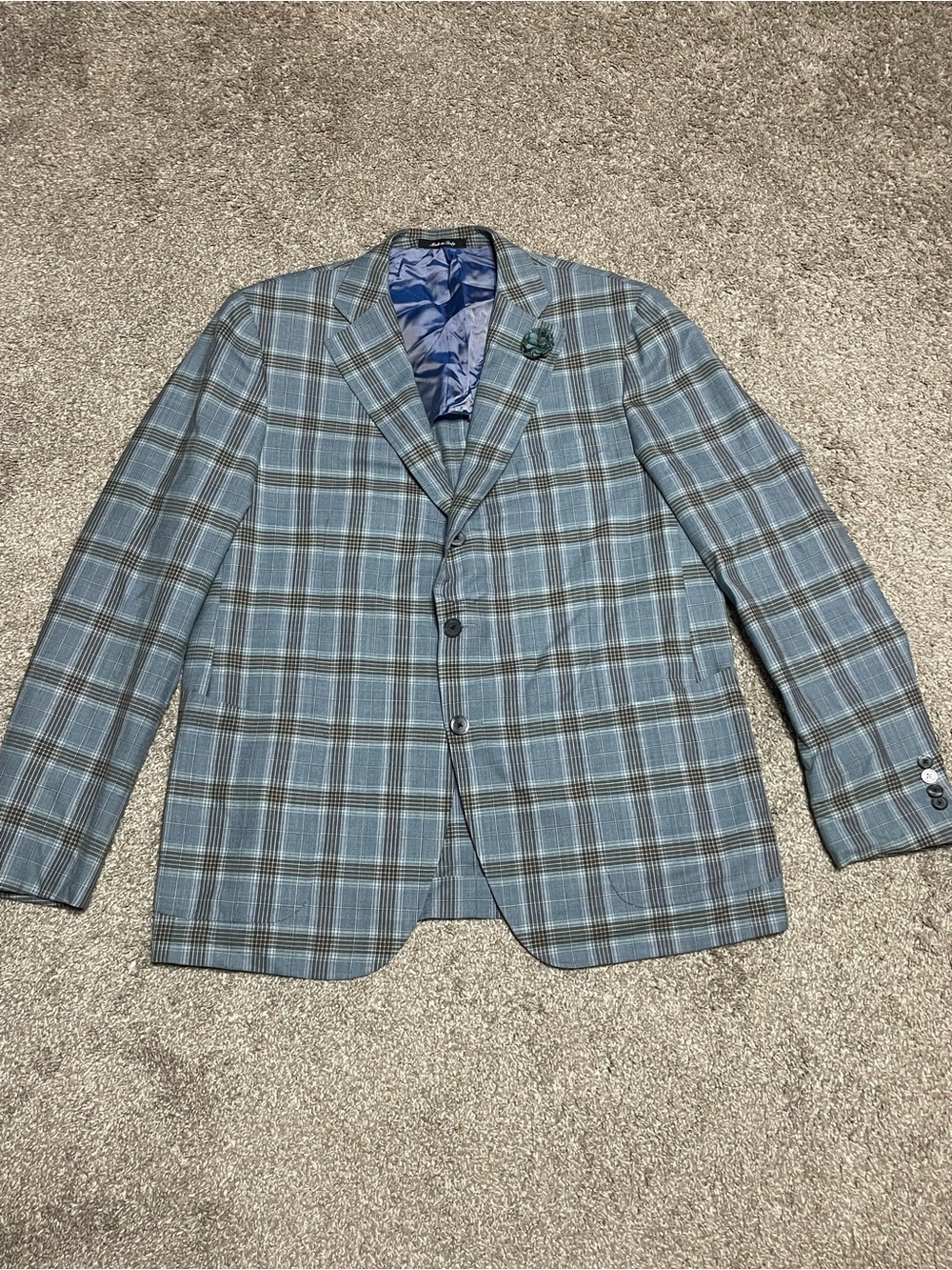 Caruso 3-Button Italian Wool Checked Sports Coat Men’s Size 48R